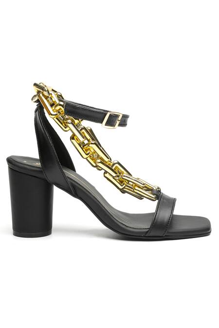 Nidhi Bhandari Black Chains Embellished Block Heels Online at Aza Fashions Nidhi Bhandari_Black Chains Embellished Block Heels _Online_at_Aza_Fashions
