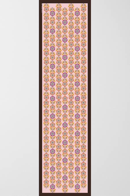 Shop Thee Modern Roots Pink Silk Flower Print Stole at Aza Fashions Shop_Thee Modern Roots_Pink Silk Flower Print Stole _at_Aza_Fashions