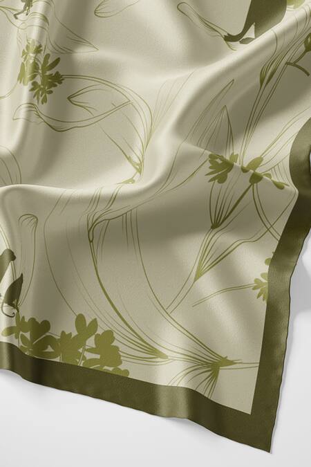 Thee Modern Roots_Green Silk Wild Serenade Stole _Online_at_Aza_Fashions