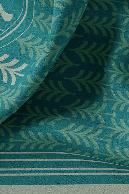 Shop_Thee Modern Roots_Green Cotton Leafscape Stole _at_Aza_Fashions