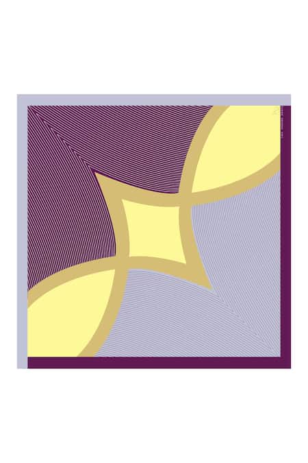 Shop Thee Modern Roots Purple Mirage Silk Printed Square Scarf at Aza Fashions Shop_Thee Modern Roots_Purple Mirage Silk Printed Square Scarf _at_Aza_Fashions