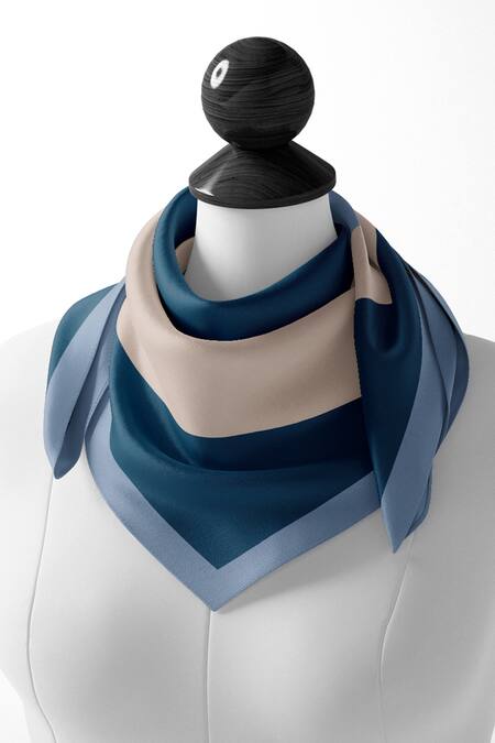 Thee Modern Roots_Blue Galactic Orbits Silk Scarf _Online_at_Aza_Fashions