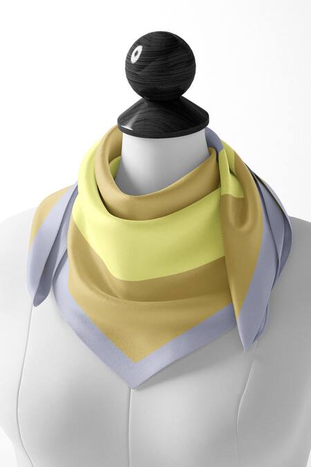 Thee Modern Roots_Yellow Cosmic Wonders Silk Scarf _Online_at_Aza_Fashions