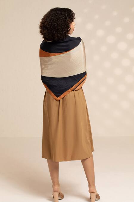 Thee Modern Roots Black Cosmic Visions Silk Scarf Online at Aza Fashions Thee Modern Roots_Black Cosmic Visions Silk Scarf _Online_at_Aza_Fashions