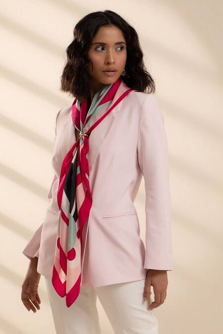 Thee Modern Roots_Fuchsia Inverted Wonders Silk Scarf _Online_at_Aza_Fashions