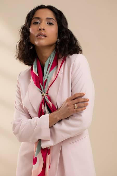 Buy_Thee Modern Roots_Fuchsia Inverted Wonders Silk Scarf _Online_at_Aza_Fashions