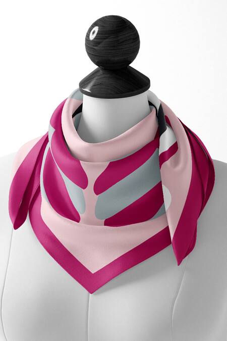 Buy_Thee Modern Roots_Fuchsia Inverted Wonders Silk Scarf 