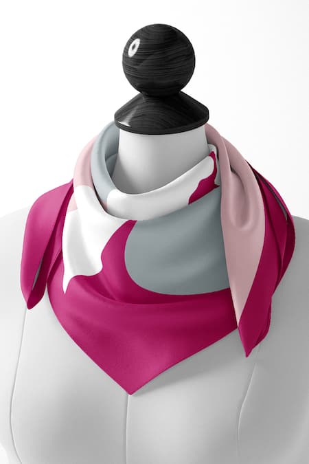 Thee Modern Roots_Fuchsia Nomad Oasis Silk Scarf _Online_at_Aza_Fashions
