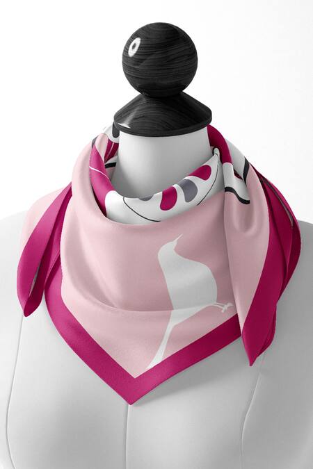 Thee Modern Roots_Fuchsia Heartflight Silk Scarf _Online_at_Aza_Fashions