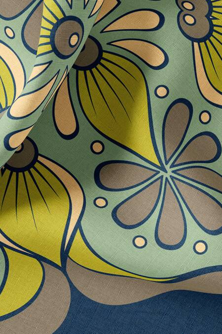 Thee Modern Roots_Blue Sacred Geometry Cotton Scarf _Online_at_Aza_Fashions