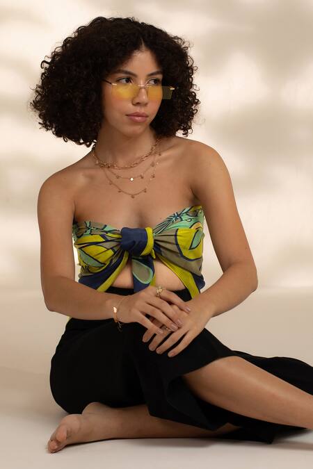 Shop_Thee Modern Roots_Blue Sacred Geometry Cotton Scarf _Online_at_Aza_Fashions