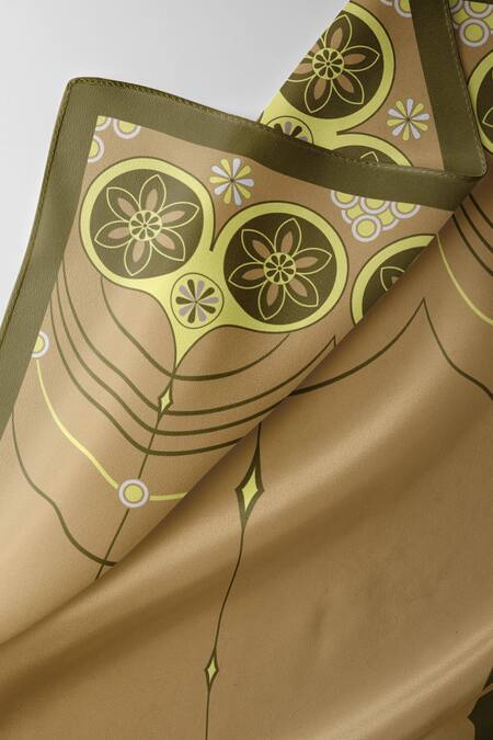 Thee Modern Roots_Beige Silk Retro Heart Print Dupatta_Online_at_Aza_Fashions