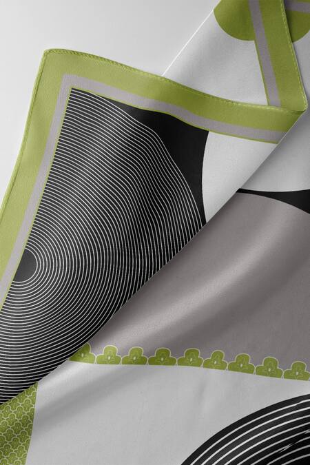 Thee Modern Roots_Black Silk, Polyester Geometric Printed Dupatta_Online_at_Aza_Fashions