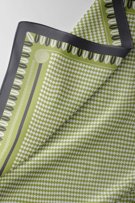 Thee Modern Roots Green Silk Royal Mosaic Printed Dupatta Online at Aza Fashions Thee Modern Roots_Green Silk Royal Mosaic Printed Dupatta _Online_at_Aza_Fashions