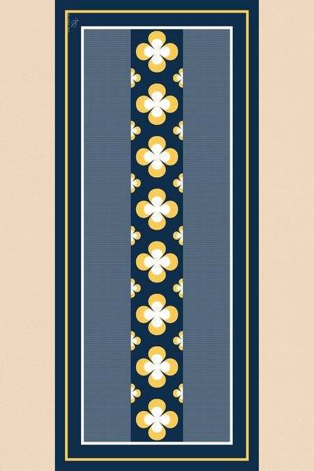 Shop Thee Modern Roots Blue Silk Vintage Charm Printed Dupatta at Aza Fashions Shop_Thee Modern Roots_Blue Silk Vintage Charm Printed Dupatta _at_Aza_Fashions