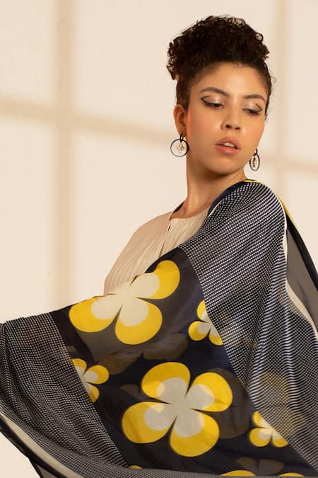 Shop Thee Modern Roots Blue Silk Vintage Charm Printed Dupatta Online at Aza Fashions Shop_Thee Modern Roots_Blue Silk Vintage Charm Printed Dupatta _Online_at_Aza_Fashions