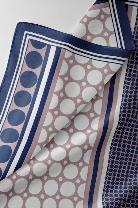 Thee Modern Roots_Blue Silk Cosmic Circles Printed Dupatta _Online_at_Aza_Fashions