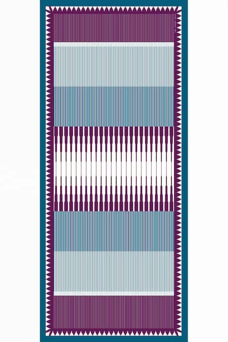 Shop_Thee Modern Roots_Blue Silk Temple Tales Printed Dupatta _at_Aza_Fashions