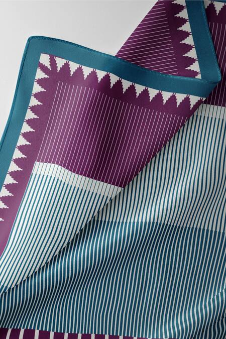 Thee Modern Roots_Blue Silk Temple Tales Printed Dupatta _Online_at_Aza_Fashions