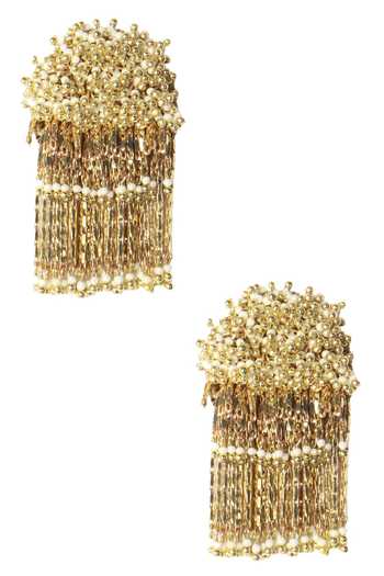 Vaidaan Gold Beaded Pearl Danglers 