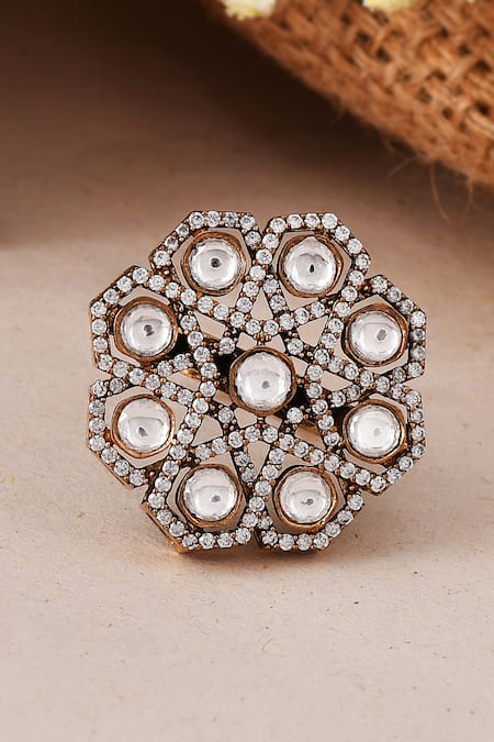 Ishhaara Floral Stone Embellished Ring 