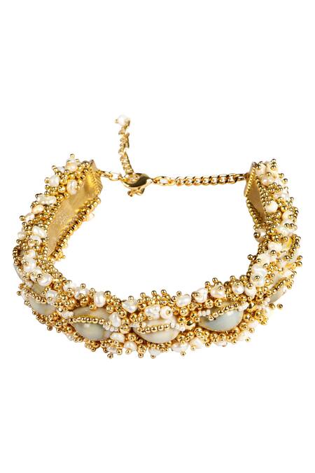 Shop Vaidaan Gold Plated Siselsa Choker at Aza Fashions Shop_Vaidaan_Gold Plated Siselsa Choker_at_Aza_Fashions