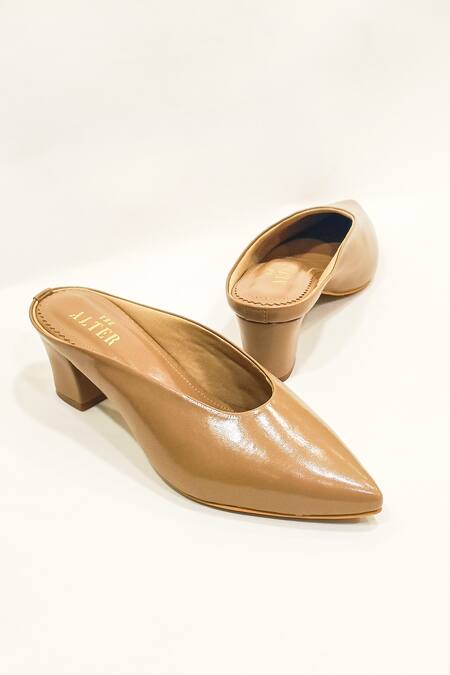 The Alter Beige Plain Bianca Pointed Toe Block Heels Online at Aza Fashions The Alter_Beige Plain Bianca Pointed Toe Block Heels _Online_at_Aza_Fashions
