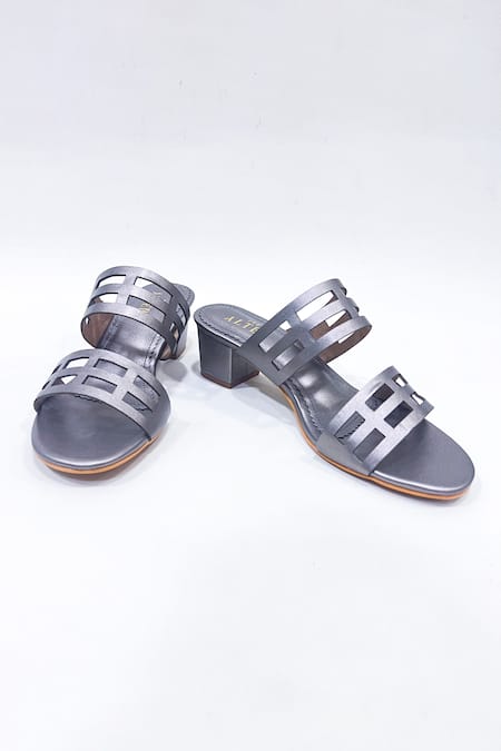 The Alter Grey Plain Eleanor Lasercut Block Heels 