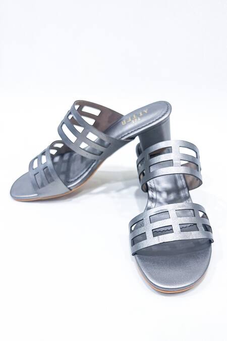 Shop The Alter Grey Plain Eleanor Lasercut Block Heels Online at Aza Fashions Shop_The Alter_Grey Plain Eleanor Lasercut Block Heels _Online_at_Aza_Fashions