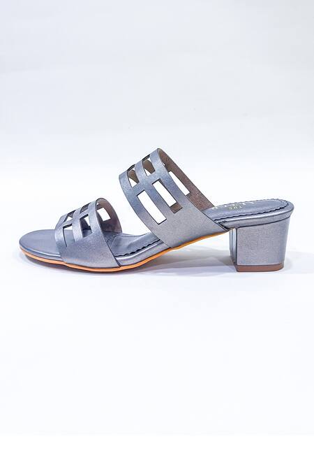 The Alter Grey Plain Eleanor Lasercut Block Heels at Aza Fashions The Alter_Grey Plain Eleanor Lasercut Block Heels _at_Aza_Fashions