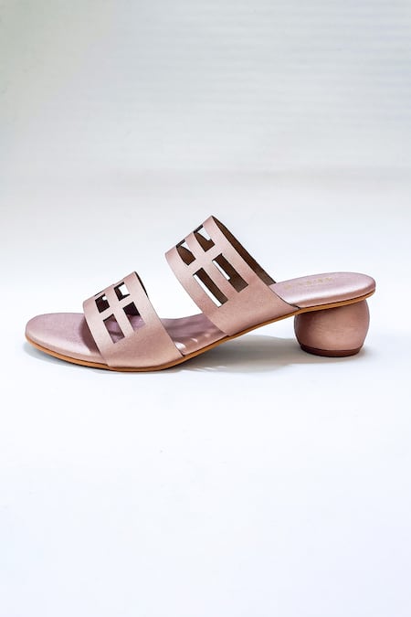 Buy The Alter Pink Plain Eleanor Laser-cut Circular Block Heels Online at Aza Fashions Buy_The Alter_Pink Plain Eleanor Laser-cut Circular Block Heels _Online_at_Aza_Fashions