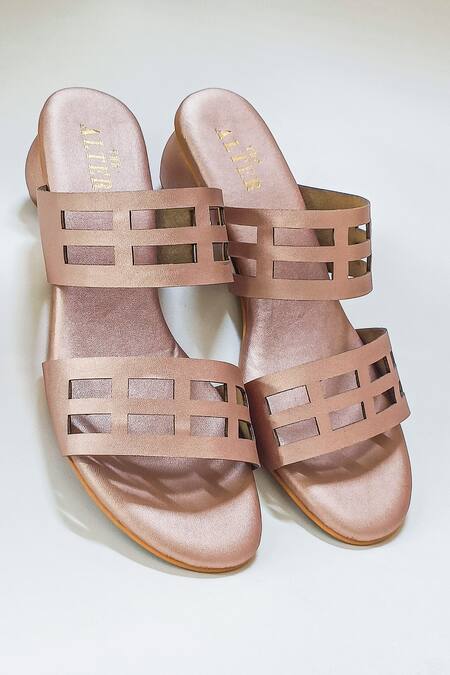 The Alter Pink Plain Eleanor Laser-cut Circular Block Heels at Aza Fashions The Alter_Pink Plain Eleanor Laser-cut Circular Block Heels _at_Aza_Fashions