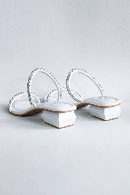 Buy_The Alter_White Embellished Mysha Block Heels _Online_at_Aza_Fashions