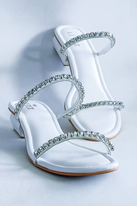The Alter_White Embellished Mysha Block Heels _at_Aza_Fashions