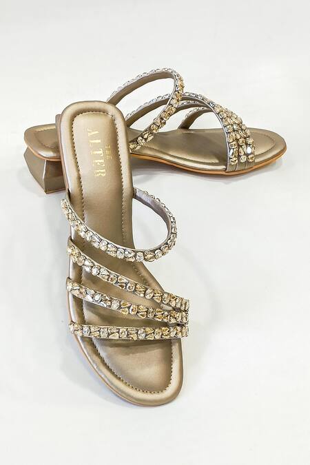 The Alter Gold Rhinestones, Sequins Norah Embellished Block Heels at Aza Fashions The Alter_Gold Rhinestones, Sequins Norah Embellished Block Heels _at_Aza_Fashions