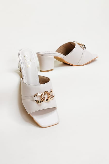 White block heel online mules