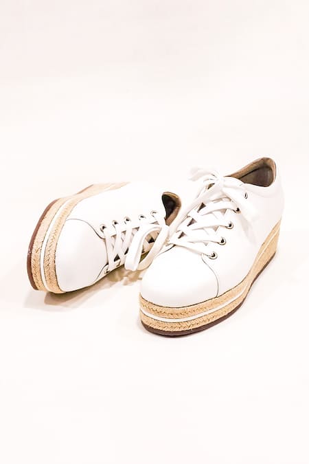 The Alter White Plain Jute Flatform Sneakers Online at Aza Fashions The Alter_White Plain Jute Flatform Sneakers _Online_at_Aza_Fashions