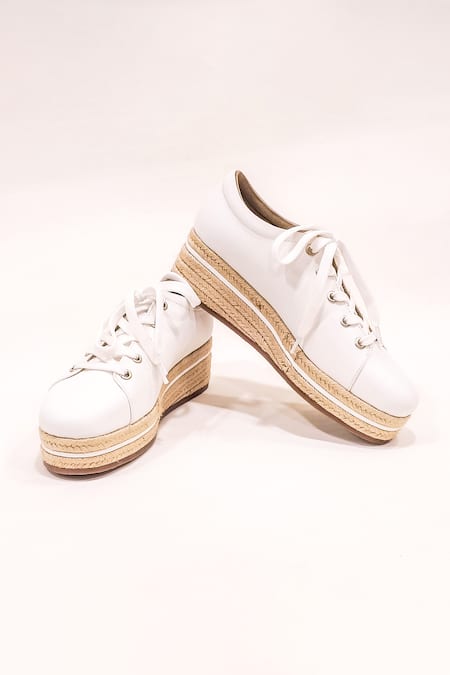 Shop The Alter White Plain Jute Flatform Sneakers at Aza Fashions Shop_The Alter_White Plain Jute Flatform Sneakers _at_Aza_Fashions