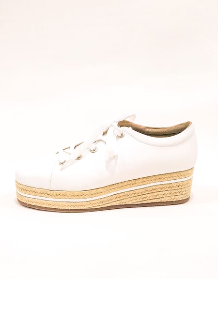 Buy The Alter White Plain Jute Flatform Sneakers Online at Aza Fashions Buy_The Alter_White Plain Jute Flatform Sneakers _Online_at_Aza_Fashions