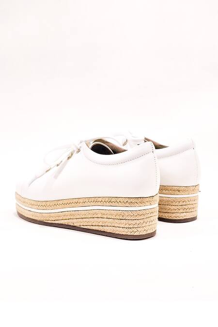 Shop The Alter White Plain Jute Flatform Sneakers Online at Aza Fashions Shop_The Alter_White Plain Jute Flatform Sneakers _Online_at_Aza_Fashions