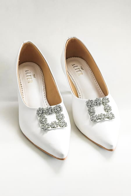 Shop The Alter White Crystals Riona Embellished Kitten Heels at Aza Fashions Shop_The Alter_White Crystals Riona Embellished Kitten Heels _at_Aza_Fashions