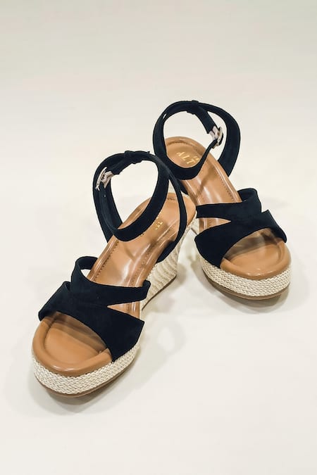 Shop The Alter Black Plain Emily Cut-out Strap Wedges at Aza Fashions Shop_The Alter_Black Plain Emily Cut-out Strap Wedges _at_Aza_Fashions