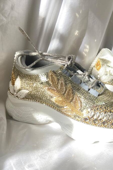 Shop_Chal Jooti_Multi Color Madhumalti Sequin Embroidered Sneakers_Online_at_Aza_Fashions