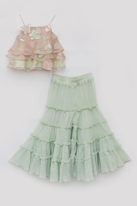 Fayon Kids Butterfly Embroidered Top & Sharara Set