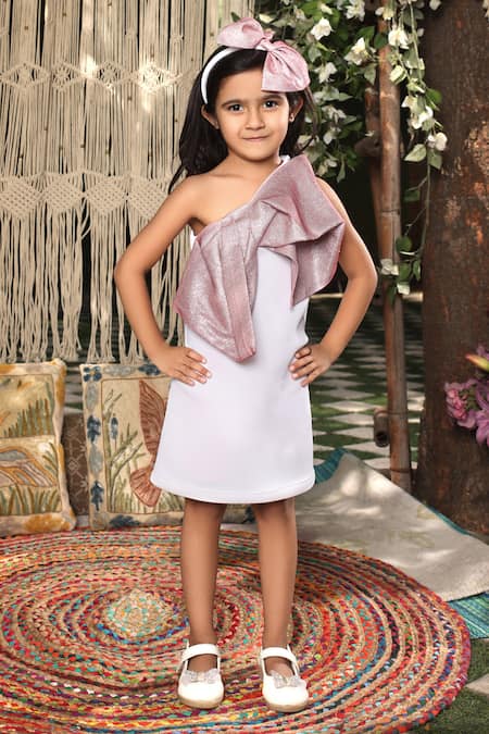 FAYON KIDS Lycra Shimmer Bow Dress 