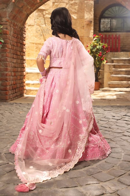 Shop Pink designer Lehengas for Kids Online | Aza Fashions