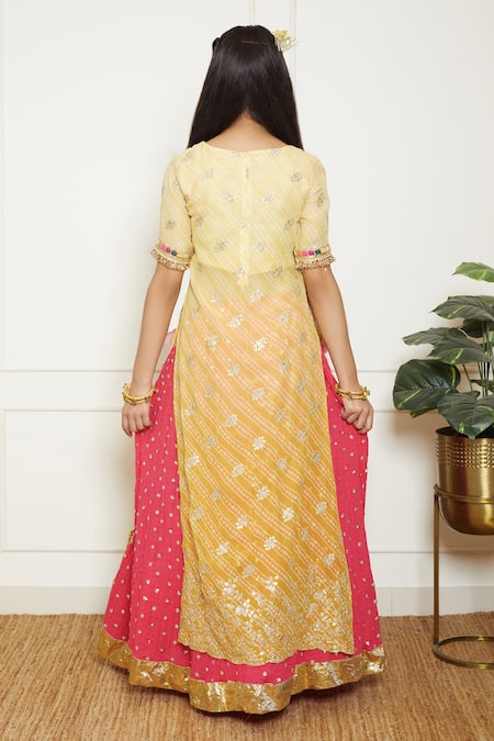 Fayon Kids Sequin Embroidered Kurta & Skirt Set 