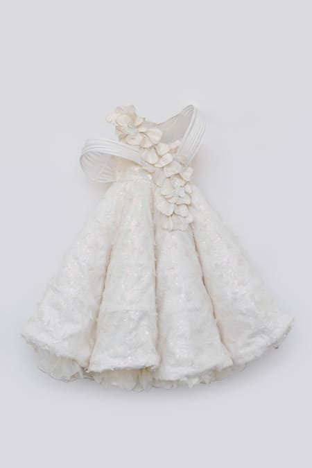 AJ Dezines Kids White Embellished Gown