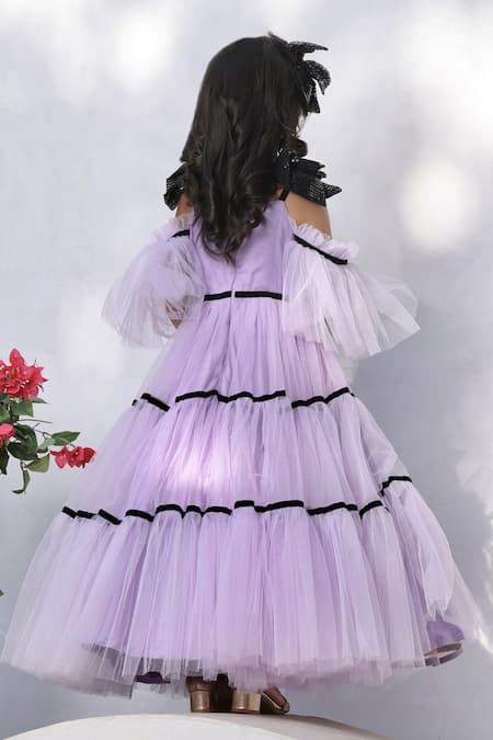 Fayon Kids Lilac Sequins Embroidered Gown 