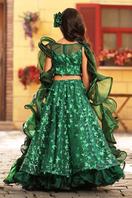 Fayon Kids Sequins Embroidered Blouse & Lehenga Set 